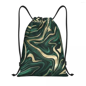 Sacs à provisions personnalisé vert émeraude noir or marbre cordon pour la formation Yoga sacs à dos hommes femmes sport sac à dos de gymnastique