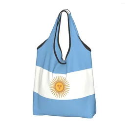 Bolsas de compras Bandera personalizada de Argentina Women Big Big Capacidad Comercio de comestibles Tote
