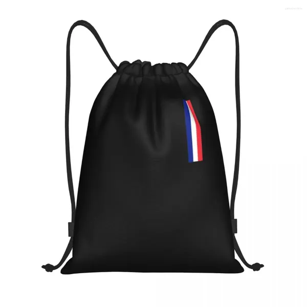 Sacs à provisions Drapeau personnalisé de la France Cordon Sac à dos Hommes Femmes Léger Patriotique Gym Sports Sackpack Sacs pour