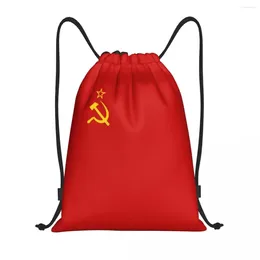 Boodschappentassen Aangepaste vlag van de Sovjet-Unie Tas met trekkoord Dames Heren Lichtgewicht Russische CCCP Sport Gym Opbergrugzak