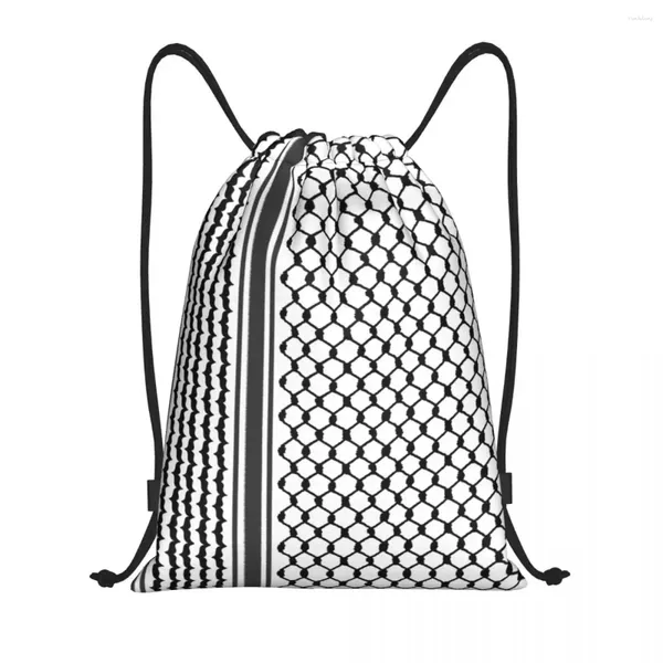 Sacs à provisions personnalisées gratuites Palestine Keffiyeh à cordon pour entraîner des sacs à dos yoga hommes femmes palestinien géométrique sportive Sackpack