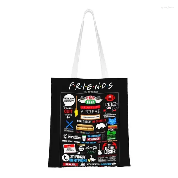 Sacs à provisions personnalisés amis symbole sac en toile femmes lavable épicerie classique émission de télévision Shopper fourre-tout