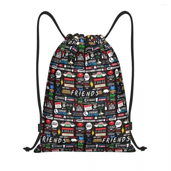 Sacs à provisions personnalisées drôles de télévision Friends Collage Collage Sac à cordon Men Femmes Femmes Lightweight Sports Gym Rangement Backpack