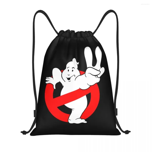 Bolsas de compras Custom Ghost Buster Drawstring Mochila Ligero Supernatural Comedia Film Sports Sackpack Sacks para entrenamiento