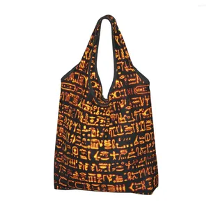 Sacs de courses personnalisés hiéroglyphes brillants pour femmes, fourre-tout Portable de grande capacité pour épicerie égyptienne antique égyptienne
