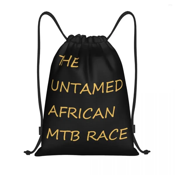 Bolsas de compras oro personalizado El indomenno Africano MTB Race Drawstring Men Mujeres Ligeros de bicicleta liviana Mochila de almacenamiento de gimnasio