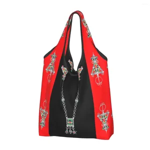 Sacs de courses personnalisés Kabyle bijoux femmes portables grande capacité épicerie tapis amazigh berbère Shopper fourre-tout