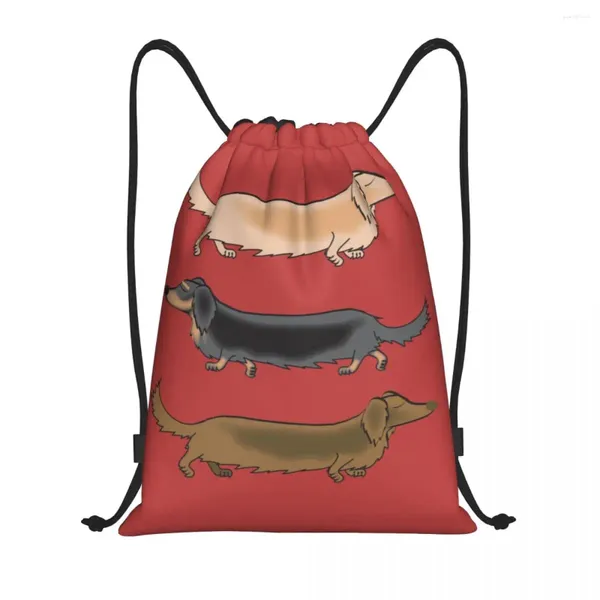 Sacs à provisions Personnalisé Kawaii Teckel Chiens Cordon Pour La Formation Yoga Sacs À Dos Hommes Femmes Wiener Saucisse Chien Sport Gym Sackpack