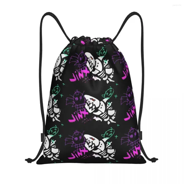 Bolsas de compras Liga personalizada Juego de batalla Leyendas Arcane Jinx Mono Bolsa con cordón Hombres Mujeres Ligero Deportes Gimnasio Almacenamiento Mochila