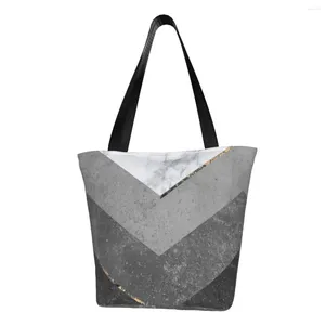 Boodschappentassen Custom Marmer Grijs Koper Zwart Goud Canvas Tas Dames Wasbare Boodschappen Abstract Patroon Tote Shopper