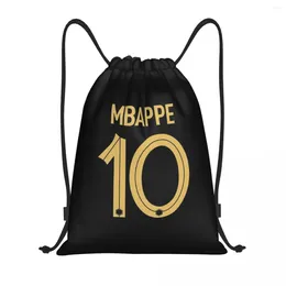 Bolsas de compras Mbappes Mbappes 10 Football Drawstring Bags para mochilas de yoga Mujeres Men French Km Soccer Sports Gym Sackpack