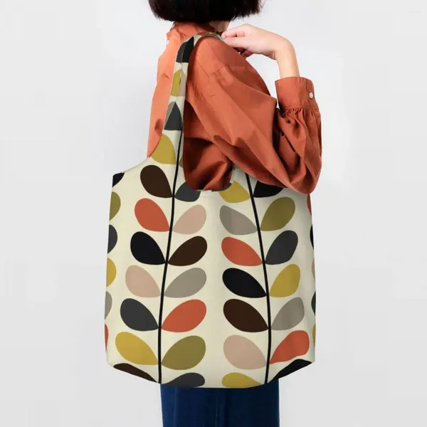 Bolsas de compras personalizadas Multi tallo tomate Orla Kiely patrón lienzo mujeres reutilizables gran capacidad comestibles Tote Shopper Bag Bolsos