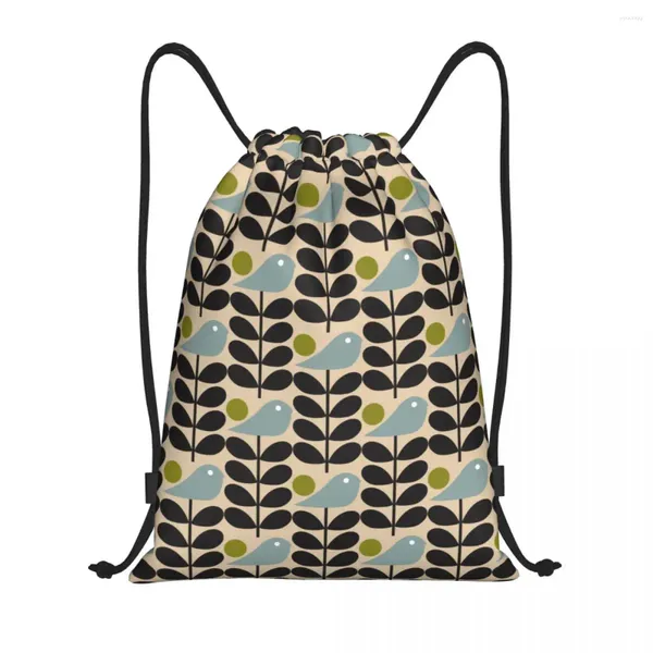 Sacs à provisions personnalisés Orla Kiely oiseaux cordon hommes femmes léger fleurs scandinaves sport salle de sport sac à dos de rangement