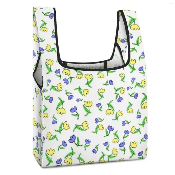 Bolsas de compras con estampado de patrones personalizados, bolsa plegable, bolsos grandes de viaje para comida, hogar, productos, organizador de verduras