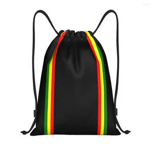 Sacs à provisions personnalisés Rasta Stripe Couleur Cordon Sac à dos Hommes Femmes Léger Jamaïcain Gym Sports Sackpack Sacs pour la formation