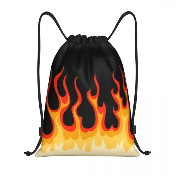 Sacs à provisions personnalisé rouge classique course flammes sac à cordon pour sacs à dos de yoga hommes femmes sport de feu sac à dos