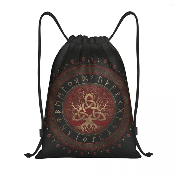 Sacs à provisions Arbre de vie personnalisé avec sac à cordon Triquetra pour yoga sacs à dos féminins hommes Vikings Sports Gym Sackpack