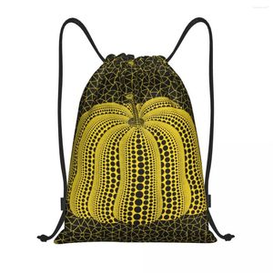 Sacs à provisions Sac à cordon personnalisé Yayoi Kusama Pumkin pour la formation Yoga Sacs à dos Hommes Femmes Peinture abstraite Sports Gym Sackpack