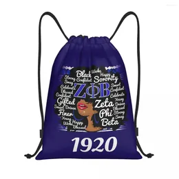 Boodschappentassen aangepaste Zeta Phi Beta Drawring Bag voor yoga -rugzakken Men dames sport gym sackpack