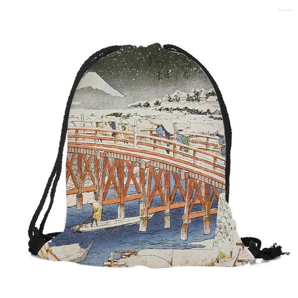 Bolsas de compras estilo japonés de diseño japonés gimnasia mochila mochila tienda de cordones