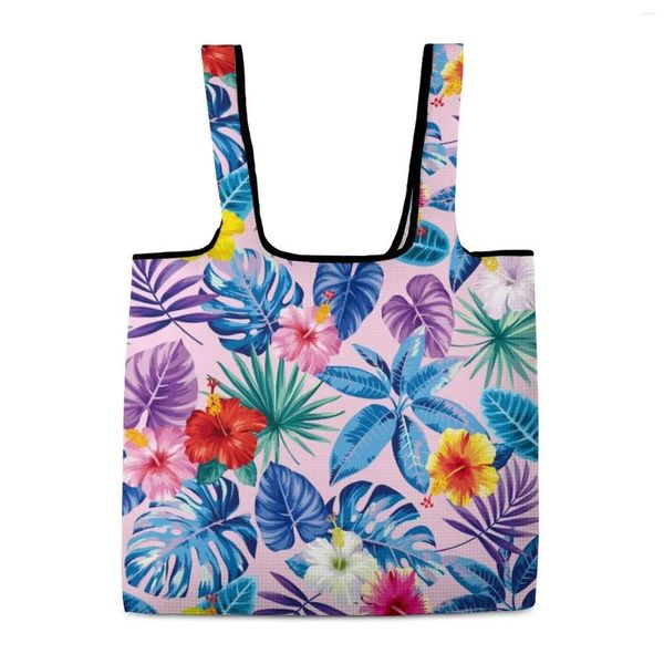 Sacs de courses à motifs personnalisés, sac Portable à fleurs colorées pour femmes, sac à main pliable sans fermeture éclair, léger