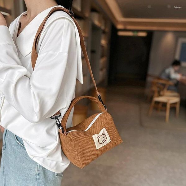 Bolsas de compras lindo oso mini bolso de mano pequeño pana hombro bolso bolso shopper vintage crossbody para mujeres niñas