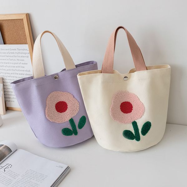 Bolsas de compras Bolsa de lona de flores lindas Bolsos de damas Niñas Pequeño Sac A Main Femmes Tote Handtas Mujer Handtassen Dames Almuerzo 230918