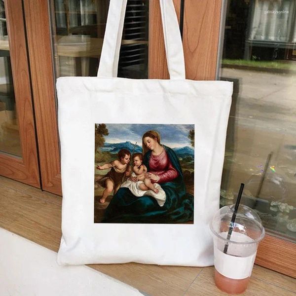 Sacs à provisions mignonnes kawaii dessin animé canvas sac à huile esthétique peinture de fourrette imprimée femme fashion sacs à main épaule