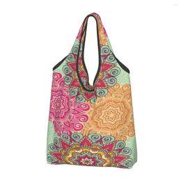 Sacs à provisions Mignon Mandala Fleur Deanfun Sac fourre-tout coloré Portable épicerie Shopper épaule