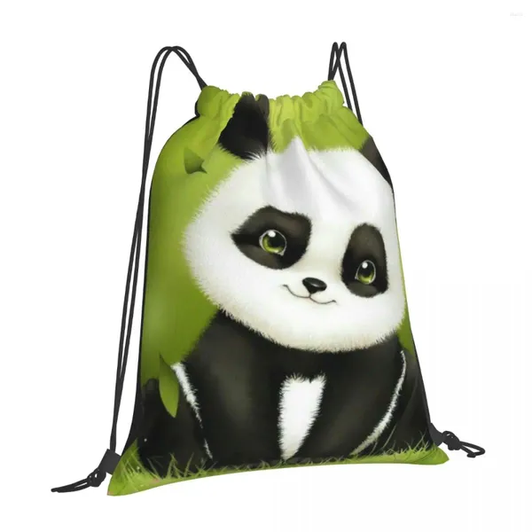 Sacs à provisions mignonnes Panda Mode sac à dos pour hommes et femmes Sports à cordon de poche sac Étudiant Sac extérieur