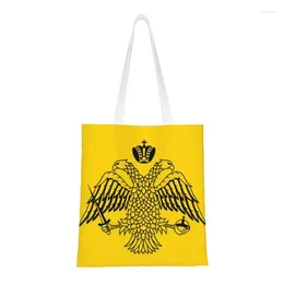 Boodschappentassen Leuke Byzantijnse keizerlijke vlag met print van de Grieks-orthodoxe kerken Tote Bag Duurzame canvas schoudertas Shopper