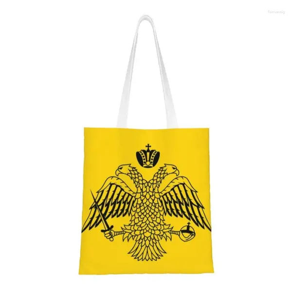 Bolsas de compras Impresión linda Bandera imperial bizantina por las iglesias ortodoxas griegas Bolso de mano Bolso de hombro de lona duradero