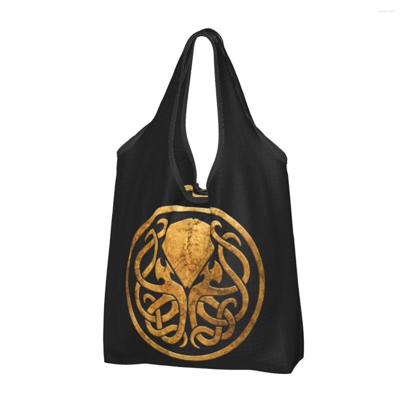 Shopping Bags Cute Print Call Of Cthulhu Tote Bag Portable Shoulder Shopper Lovecraft Monster Movie Handbag