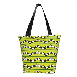 Bolsas de compras Lindo impreso Beetlejuice Sandworm Tote Durable Canvas Shopper Hombro Tim Burton Película Bolso