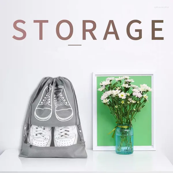 Bolsas de compras Eco reutilizables calzado de zapato storage no tejido con cordero con impresión estuche personalizada a prueba de polvo de organización