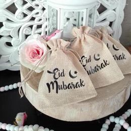 Boodschappentassen Eid Mubarak Drawstring Bag Gift Ramadan Gunst 10pcs Happy 10x14cm Fabric