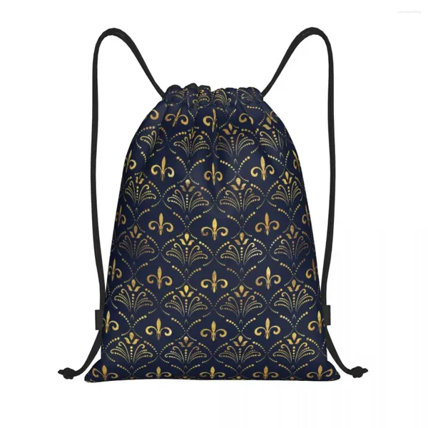 Sacs à provisions Sac à dos élégant à motif de fleur de lys avec cordon de serrage léger Fleur de lys Fleur de lys Gym Sac à dos de sport Sacs pour le yoga