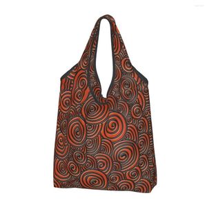 Sacs à provisions en relief Doodle tourbillon sur cuir Orange sac fourre-tout d'épicerie Vintage Textures florales Shopper sac à main à bandoulière