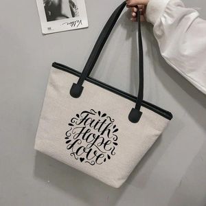 Boodschappentassen Faith Hope Love Canvas Tote Bag Schouder Handtas Boek Teacher Shopper
