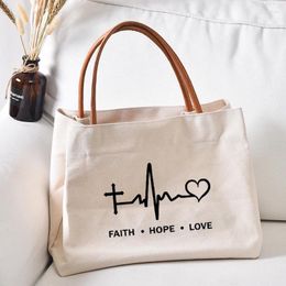 Sacs à provisions Faith Hope Love Imprimé Femme Lady Back Sac Bag Tote Tote Handbag Work Church Drop