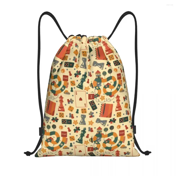 Bolsas de compras Moda Juego de mesa Mochila con cordón Deportes Bolsa de gimnasio para hombres Mujeres Ajedrez Sackpack