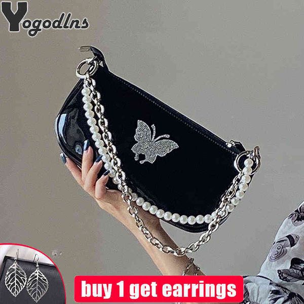 Bolsas de compras Diseño de mariposa de moda para mujeres Bolsos y monedero Mujer Pequeña Axila Hombro Damas PU Subaxilar 220307