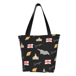 Boodschappentassen Modeprint Georgië Vlag Mao Tote Wasbaar Canvas Shopper Schouder Georgische Trotse Patriottische Handtas