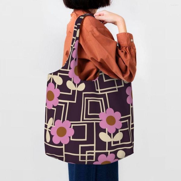 Sacs à provisions mode imprimé labyrinthe fleur Orla Kiely sac fourre-tout recyclage toile épicerie Shopper épaule sac à main cadeaux