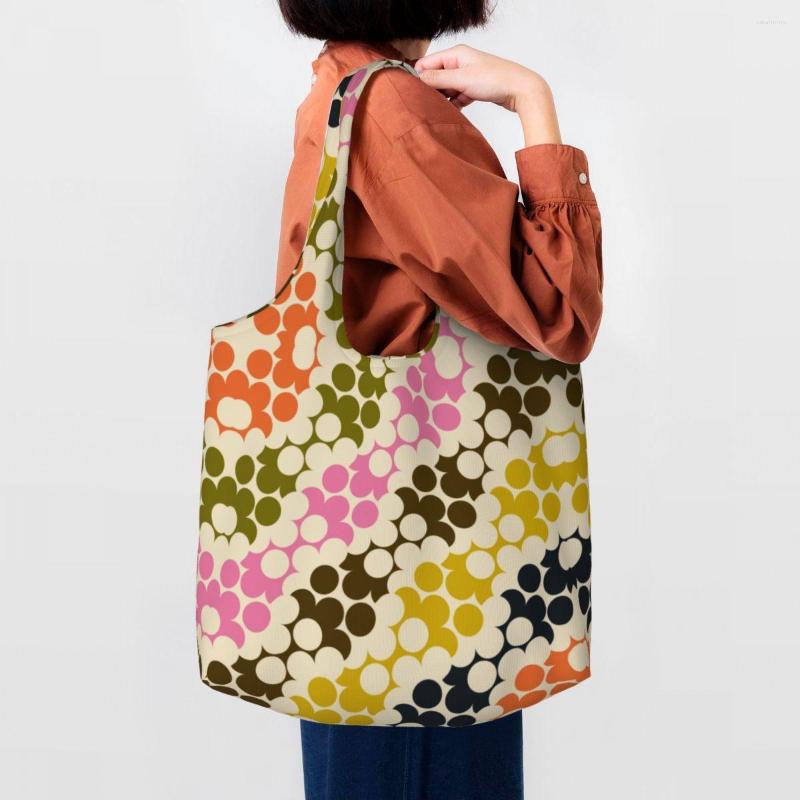 Borse per la spesa Stampa di moda Puzzle Flower Multi Classic Borsa tote Orla Kiely Borsa a tracolla per shopper in tela riciclata