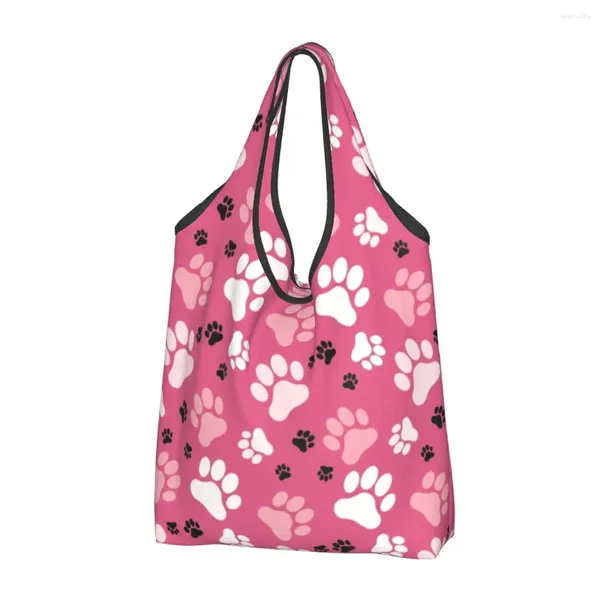 Bolsas de compras Impresiones de moda Tote rosa Portátil Colorido Floral Bonito Bolso de hombro para compras de comestibles