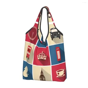 Boodschappentassen Mode Vintage UK Londen symbool Tote Bag Draagbare Britse vlag Rode Bus Boodschappen Shopper Schouder