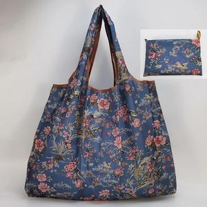 Sacs de courses pliables à la mode, sac à fleurs imperméable à une épaule Portable épaississant épicerie supermarché vert