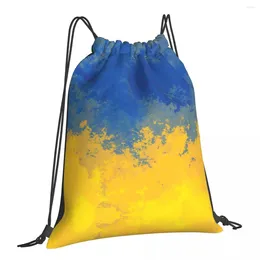 Bolsas de compras Bandera Azul Amarillo Ucrania Ucrania Impresión Cordón Almacenamiento Mochila Adolescente Bolsa de viaje Bolsillo multifunción