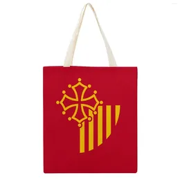 Sacs à provisions drapeau du Languedoc-Roussillon sac en toile humour graphique fourre-tout Double sac à dos sac à main Cool de haute qualité